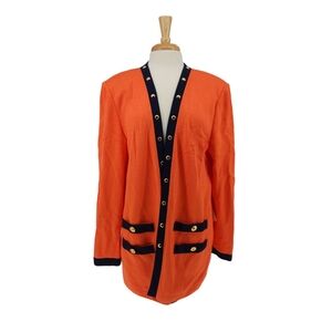 $580 St. John by Marie Gray Ladies Vintage Orange Wool Blend Cardigan Size L